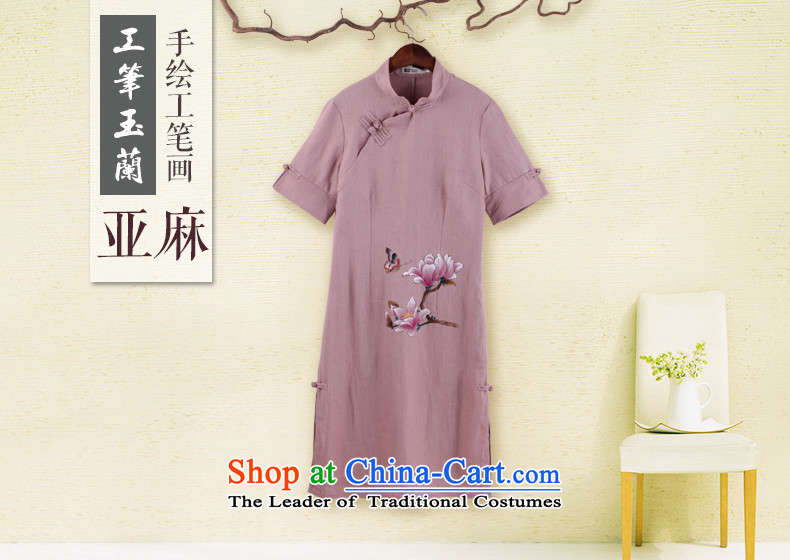 Ink hand-painted Tang dynasty linen lotus antique pink dresses long-sleeved light violet M picture, prices, brand platters! The elections are supplied in the national character of distribution, so action, buy now enjoy more preferential! As soon as possible.