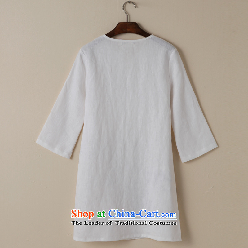 Pine Tree Hill Yunhai Ink Tang dynasty cotton linen dresses loose linen Han-girl arts van off-white linen Women's clothes autumn XXL, ink has been pressed shopping on the Internet
