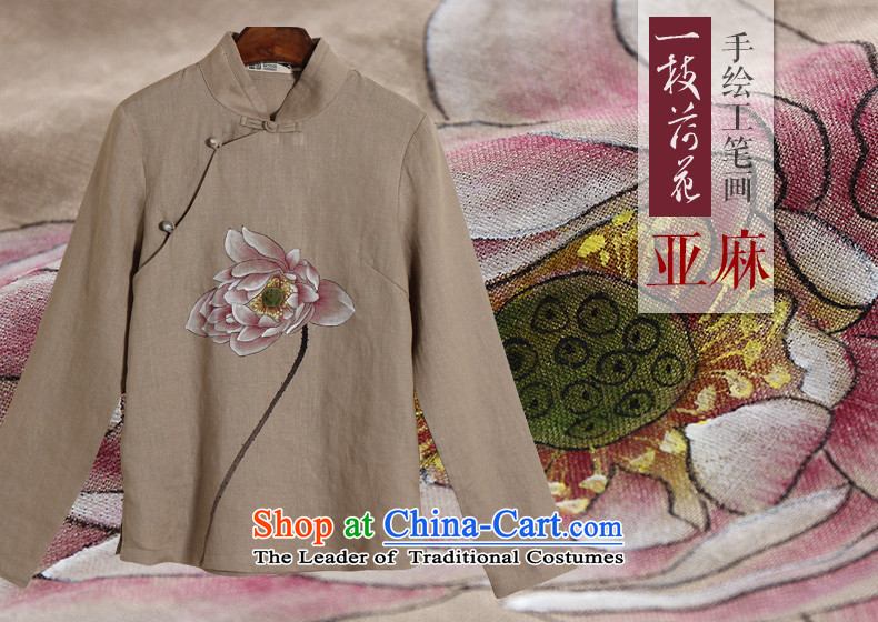 The original ink China wind load spring and summer cotton linen clothes hand-painted lotus female national wind linen tea services retreat serving T-shirt and brown M picture, prices, brand platters! The elections are supplied in the national character of distribution, so action, buy now enjoy more preferential! As soon as possible.