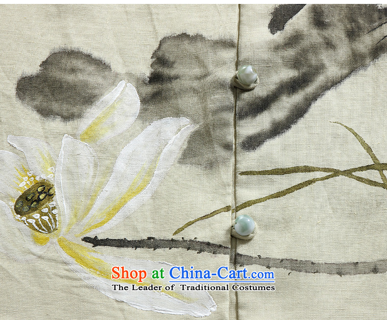 Ink summer new cotton linen improved Tang dynasty of ethnic Chinese Han-hand-painted T-shirt retreat serving tea lotus m Tsing XXL picture, prices, brand platters! The elections are supplied in the national character of distribution, so action, buy now enjoy more preferential! As soon as possible.