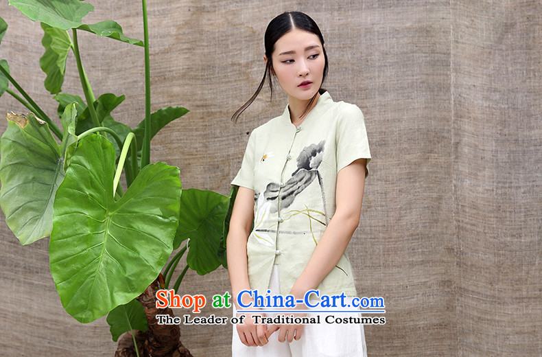 Ink summer new cotton linen improved Tang dynasty of ethnic Chinese Han-hand-painted T-shirt retreat serving tea lotus m Tsing XXL picture, prices, brand platters! The elections are supplied in the national character of distribution, so action, buy now enjoy more preferential! As soon as possible.