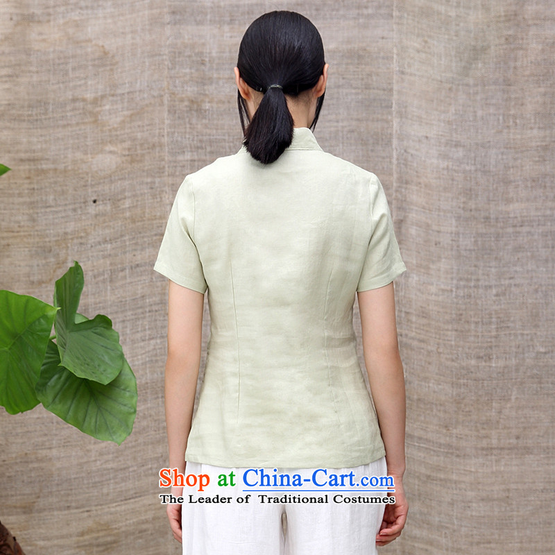 Ink summer new cotton linen improved Tang dynasty of ethnic Chinese Han-hand-painted T-shirt retreat serving tea lotus M XXL, Tsing ink has been pressed shopping on the Internet