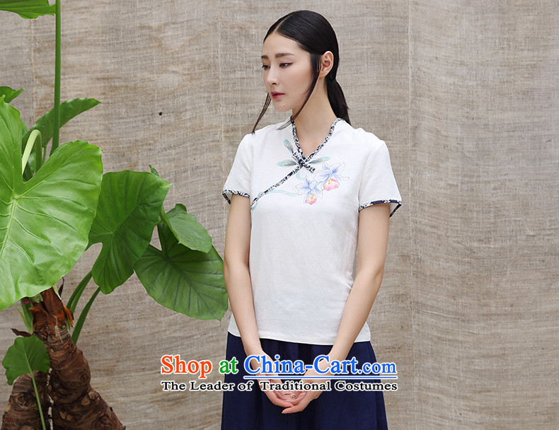 Ink summer new products the intuition of the orchids Tang blouses female Han-linen short-sleeved T-shirt national wind jacket white L picture, prices, brand platters! The elections are supplied in the national character of distribution, so action, buy now enjoy more preferential! As soon as possible.