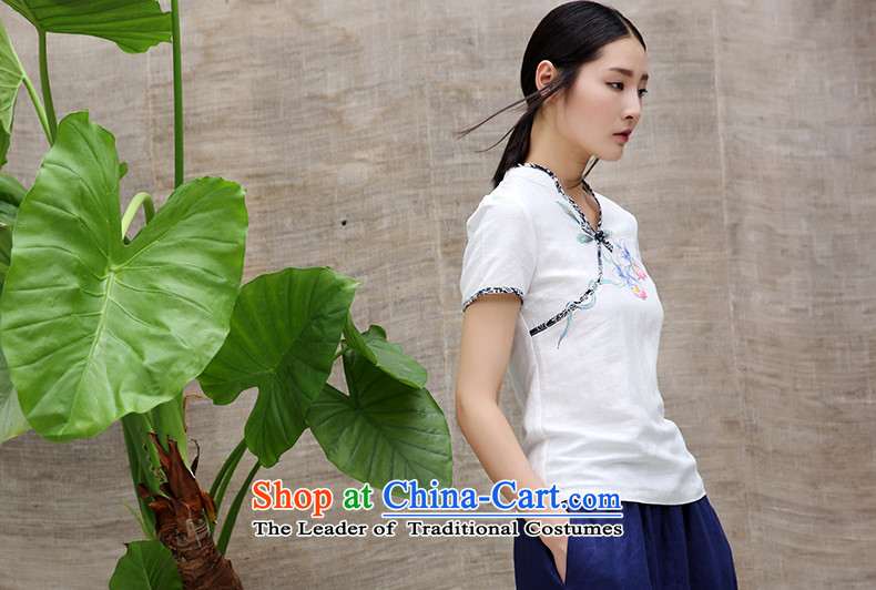 Ink summer new products the intuition of the orchids Tang blouses female Han-linen short-sleeved T-shirt national wind jacket white L picture, prices, brand platters! The elections are supplied in the national character of distribution, so action, buy now enjoy more preferential! As soon as possible.