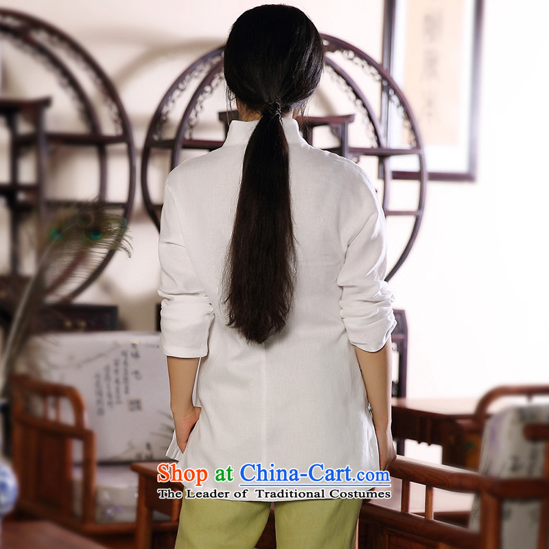 Ink 2014 autumn and winter new products hand-painted cotton linen Tang Dynasty Chinese Han-girl shirt national wind jacket white L, ink antique shopping on the Internet has been pressed.