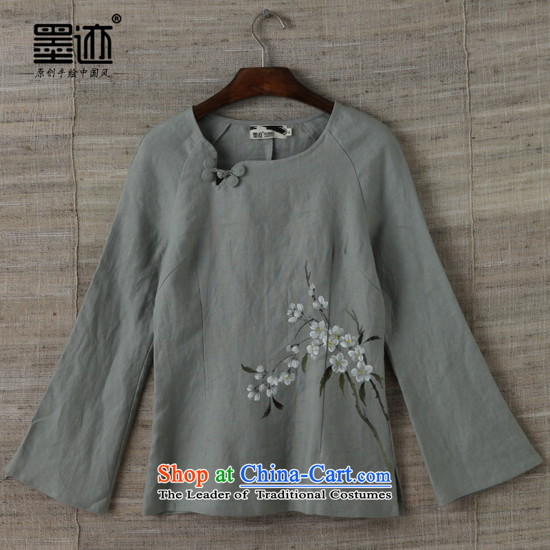 One of the ink Heng Fa light rain linen Han-girl autumn replacing Tang dynasty cotton linen female retro ethnic Light Gray Ink on M , , , shopping on the Internet