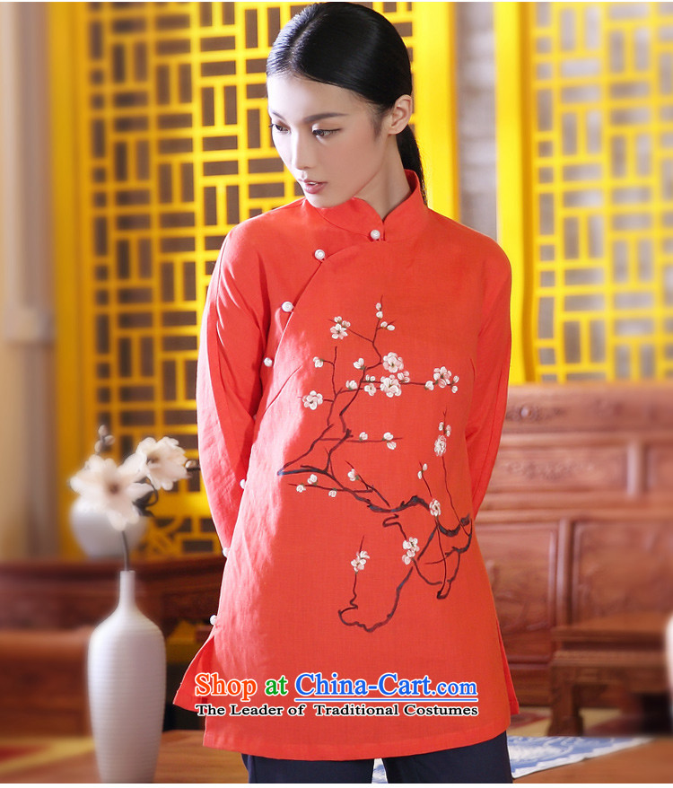 Ink autumn and winter new products hand-painted cotton linen Tang Dynasty Chinese Han-girl shirt ethnic retro jacket red L picture, prices, brand platters! The elections are supplied in the national character of distribution, so action, buy now enjoy more preferential! As soon as possible.