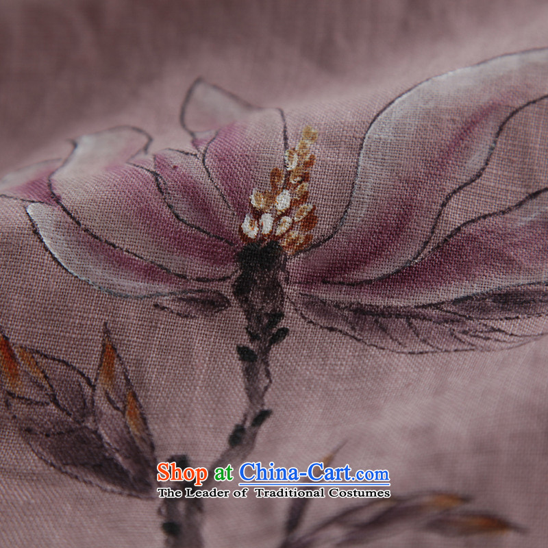One of the ink flower cotton linen Tang dynasty women fall with flax Han-cloth retro ethnic costumes relaxd light purple XXL, ink has been pressed shopping on the Internet