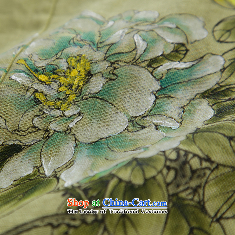 Ink perpetuates the original design of the cuckoo arts van ethnic cotton linen china wind load autumn female large Chinese women's green ink, L, , , , shopping on the Internet