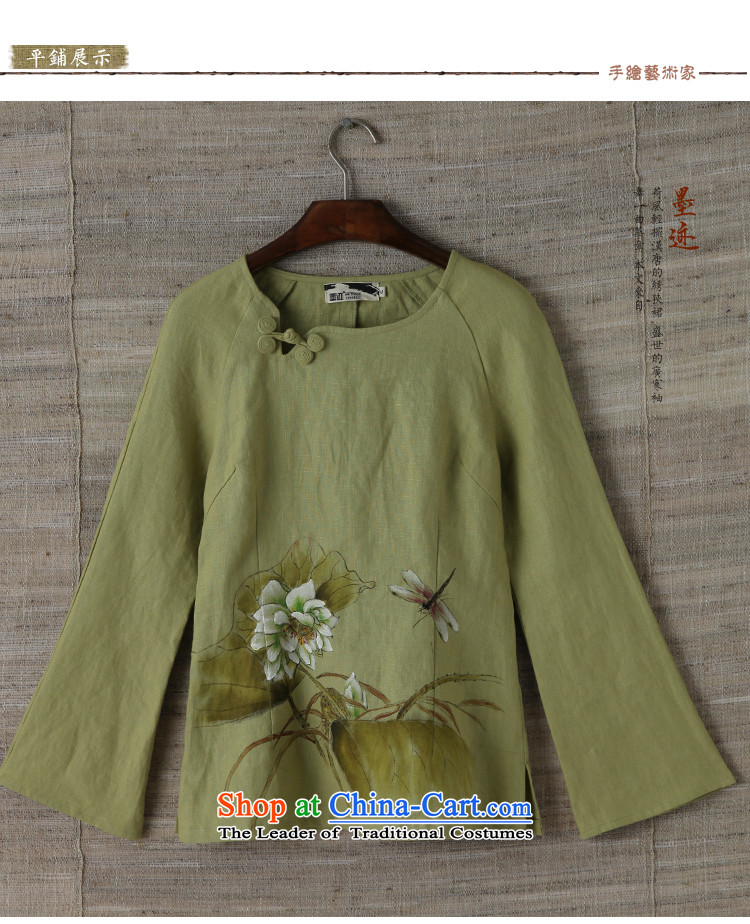 Replace ethnic autumn ink hand-painted flowers Ms. Tang dynasty cotton linen improved Han-girl Chinese blouses green M picture, prices, brand platters! The elections are supplied in the national character of distribution, so action, buy now enjoy more preferential! As soon as possible.
