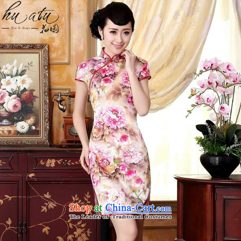 Take the new summer figure of Qipao Color Tianxiang innocence Silk flower painting elastic positioning the herbs extract dinner short qipao swordmakers Mudan XL, floral shopping on the Internet has been pressed.