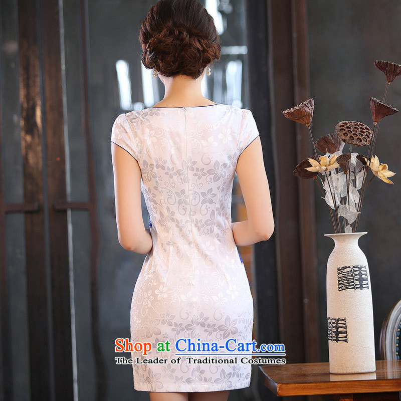 Eason Chan point cheongsam dress new summer 2015 Sau San Stylish retro, thin short video Chinese Daily Ms. Qi robe embroidered improved Foutune of white , L, Eason Chan points online shopping on the Internet has been pressed.