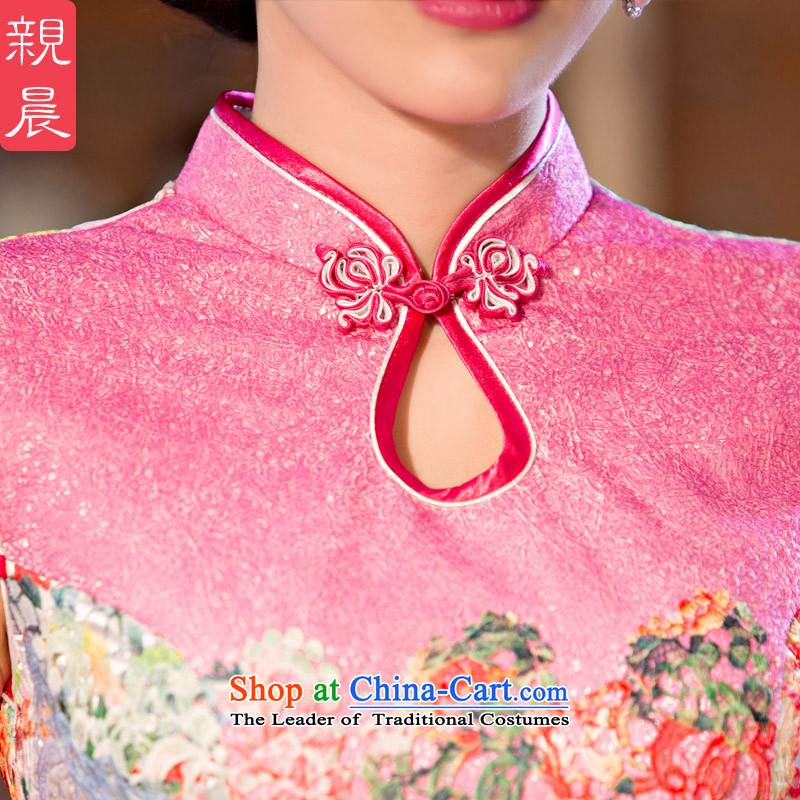 At 2015 new pro-style qipao daily dress improved Ms. summer long short-sleeved retro cheongsam dress pink 2XL, pro-am , , , shopping on the Internet
