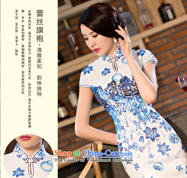 The new 2015 pro-morning improved stylish lace cheongsam dress daily Ms. summer long short-sleeved cheongsam dress long S picture, prices, brand platters! The elections are supplied in the national character of distribution, so action, buy now enjoy more preferential! As soon as possible.
