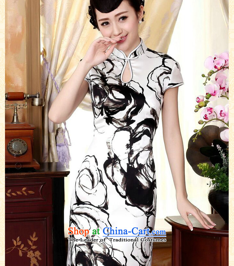 Floral silk retro water droplets Mock-neck herbs extract poster ink paintings of Sau San double short stretch cheongsam dress ink color pictures, prices, 2XL brand platters! The elections are supplied in the national character of distribution, so action, buy now enjoy more preferential! As soon as possible.