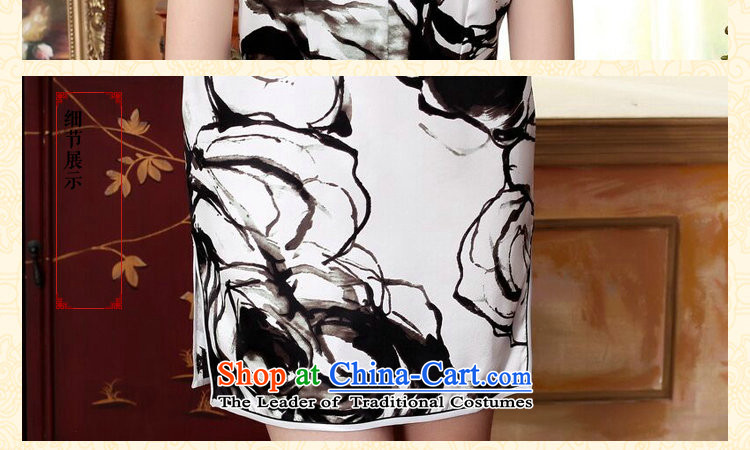 Floral silk retro water droplets Mock-neck herbs extract poster ink paintings of Sau San double short stretch cheongsam dress ink color pictures, prices, 2XL brand platters! The elections are supplied in the national character of distribution, so action, buy now enjoy more preferential! As soon as possible.