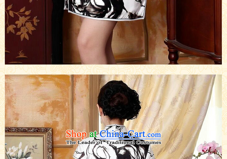 Dan smoke silk Retro classic water droplets Mock-neck herbs extract poster ink paintings of Sau San double short stretch cheongsam dress ink color M brand, prices, picture platters! The elections are supplied in the national character of distribution, so action, buy now enjoy more preferential! As soon as possible.
