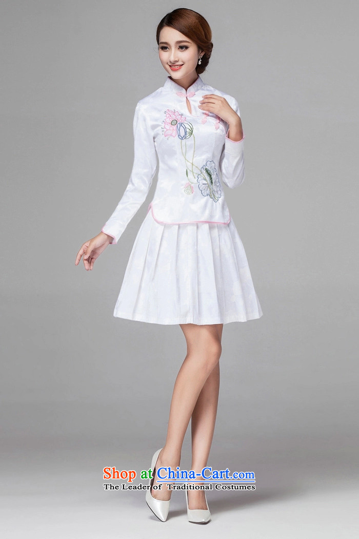 Doi Yi Library 2015 Spring/Summer female new Sau San-to-day long-sleeved improved Stylish retro qipao kit two pink long-sleeved  M picture, prices, brand platters! The elections are supplied in the national character of distribution, so action, buy now enjoy more preferential! As soon as possible.