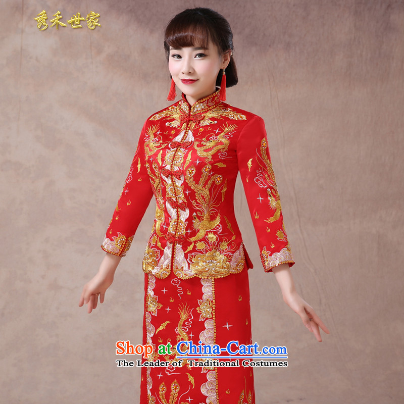 Sau Wo Saga Soo-Wo Service also use Chinese dragon skirt dresses bride services long qipao bows Summer Wedding Gown retro-Hi Services 2015 new paragraph B L of the Paridelles, Sau Wo Shopping on the Internet has been pressed.