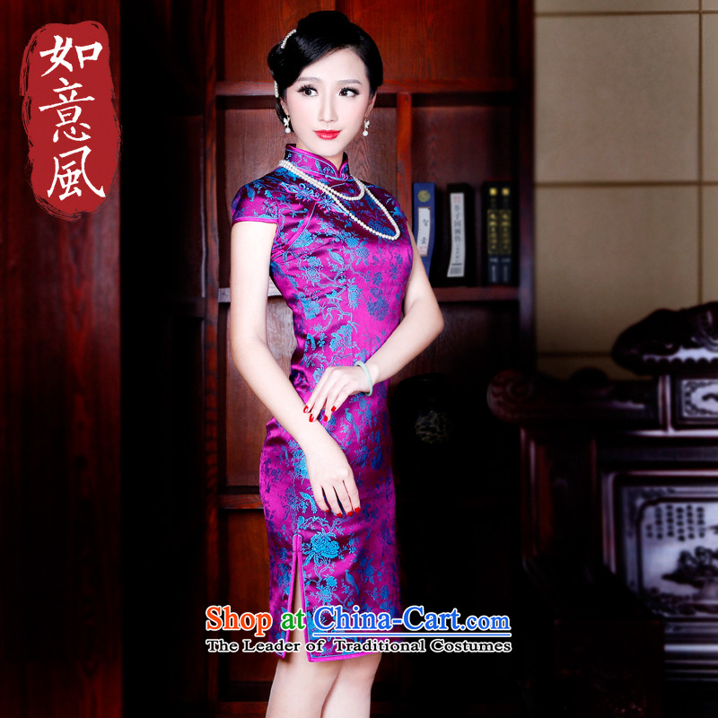 The spring and summer of 2015, the Wind after replacing the new high-end dresses and stylish qipao retro cheongsam dress dresses improved 52 new 52 purple ruyi wind , , , S, shopping on the Internet