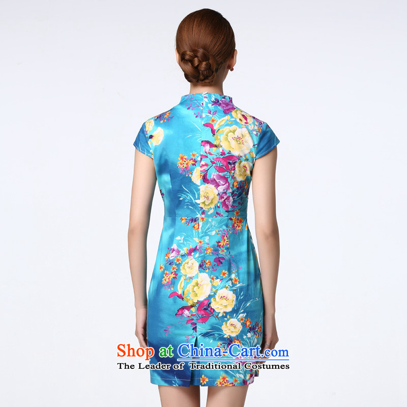 The Tang dynasty 2015 Summer New China wind improved cheongsam dress suit Chinese female TXF42019A watermark Gardenia S, Tang Dynasty , , , shopping on the Internet