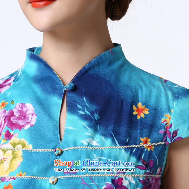The Tang dynasty 2015 Summer New China wind improved cheongsam dress suit Chinese female TXF42019A watermark Gardenia S, Tang Dynasty , , , shopping on the Internet