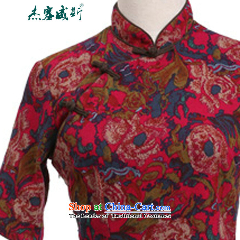 C.o.d. Jie in Wisconsin, China wind spring and summer female cotton linen collar manually. Long cheongsam dress rose collar XL, Cheng Kejie, the , , , shopping on the Internet