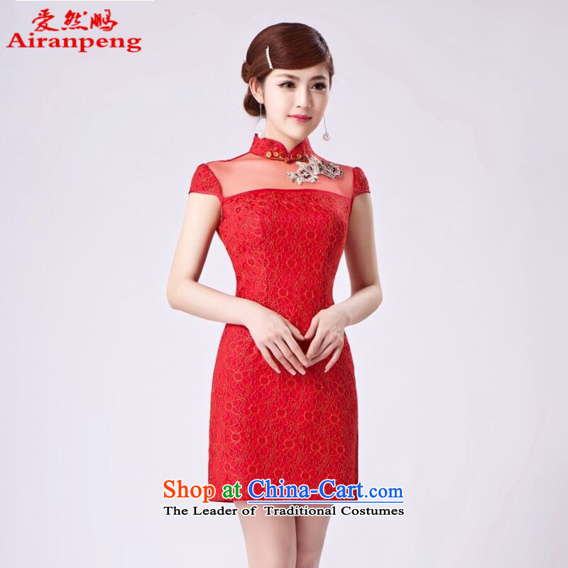 Love So Peng composite lace a stretch fabric daily cheongsam dress spring 2015 new stylish wedding dresses improved black Sau San temperament, M) package, Love Returning so AIRANPENG Peng () , , , shopping on the Internet