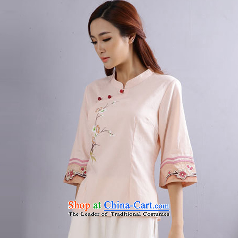 Energy Tifi Li cotton linen clothes female Tang Dynasty Chinese ball-service improvement of ethnic Han-summer pink XL, energy tifi (mod) has been pressed, fil shopping on the Internet