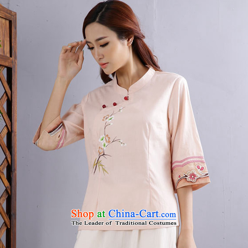 Energy Tifi Li cotton linen clothes female Tang Dynasty Chinese ball-service improvement of ethnic Han-summer pink XL, energy tifi (mod) has been pressed, fil shopping on the Internet