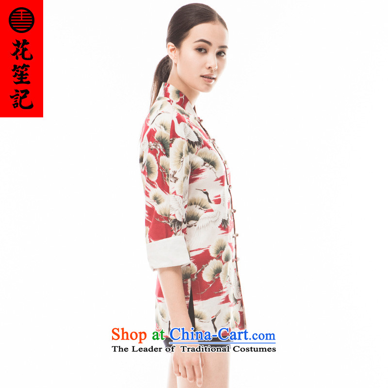 His Excellency flower note China wind retreat Yi Ms. Inulae Stylish retro collar disc detained Tang Dynasty to the wave of national Red (M) spend the summer (HUSENJI Polisario) , , , shopping on the Internet