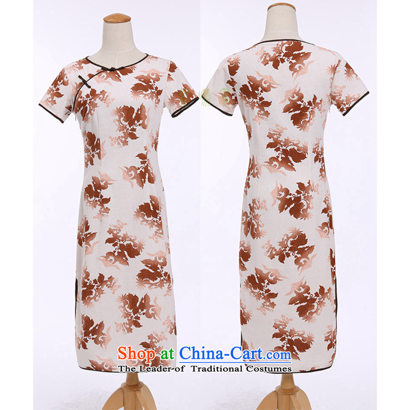 Find Sophie summer female cotton linen collar features a field manual for the first field in the short-sleeved improved long round-neck collar qipao smiling 2XL, find Sophie , , , shopping on the Internet
