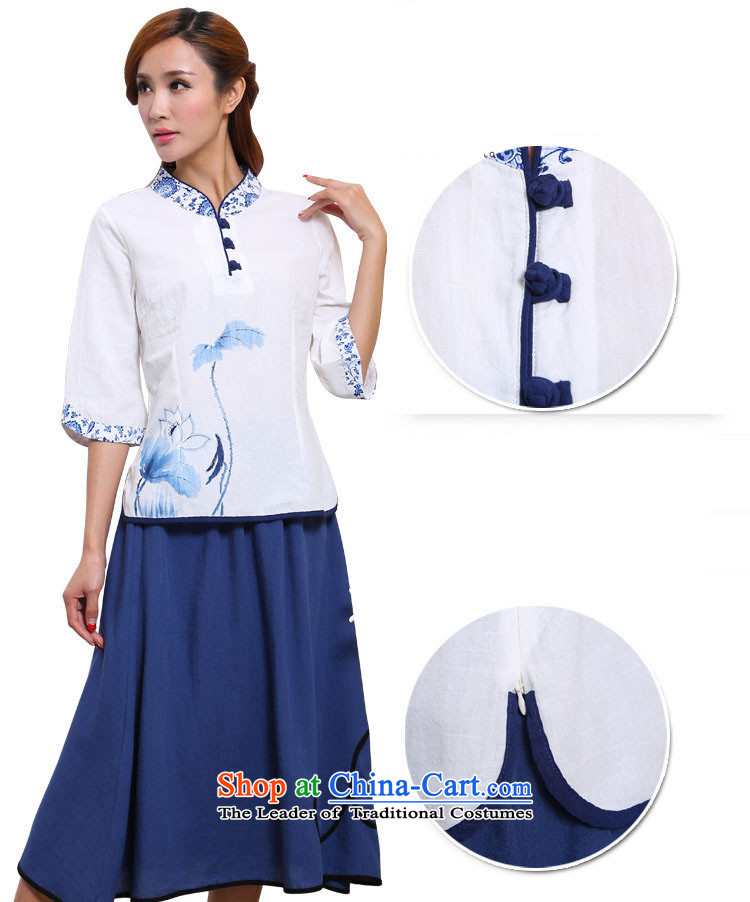 Energy Tifi Li Han-improved porcelain in Tang Dynasty cuff China wind cotton linen clothes female white XL Photo, prices, brand platters! The elections are supplied in the national character of distribution, so action, buy now enjoy more preferential! As soon as possible.