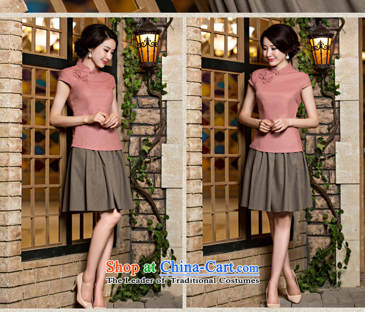 The new 2015 pro-morning daily Tang dynasty female summer qipao shirt improved stylish China wind cotton linen dresses CND leather pink + card its short skirt S picture, prices, brand platters! The elections are supplied in the national character of distribution, so action, buy now enjoy more preferential! As soon as possible.