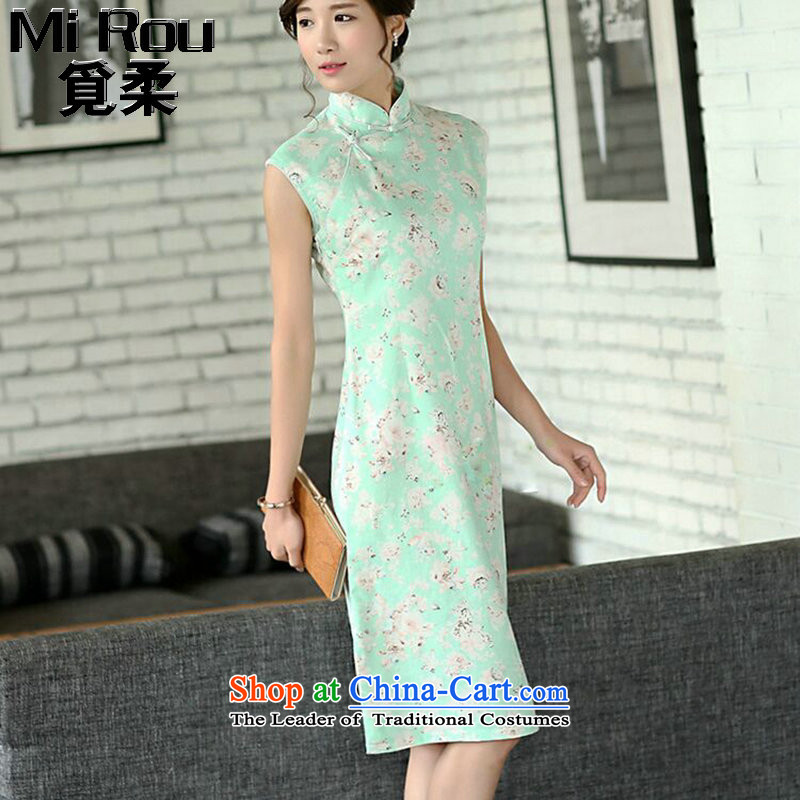 Find Sophie summer flowers retro qipao cheongsam dress, improved collar manually linen qipao Sau San Sleeveless Green Rose , L, find Sophie , , , shopping on the Internet