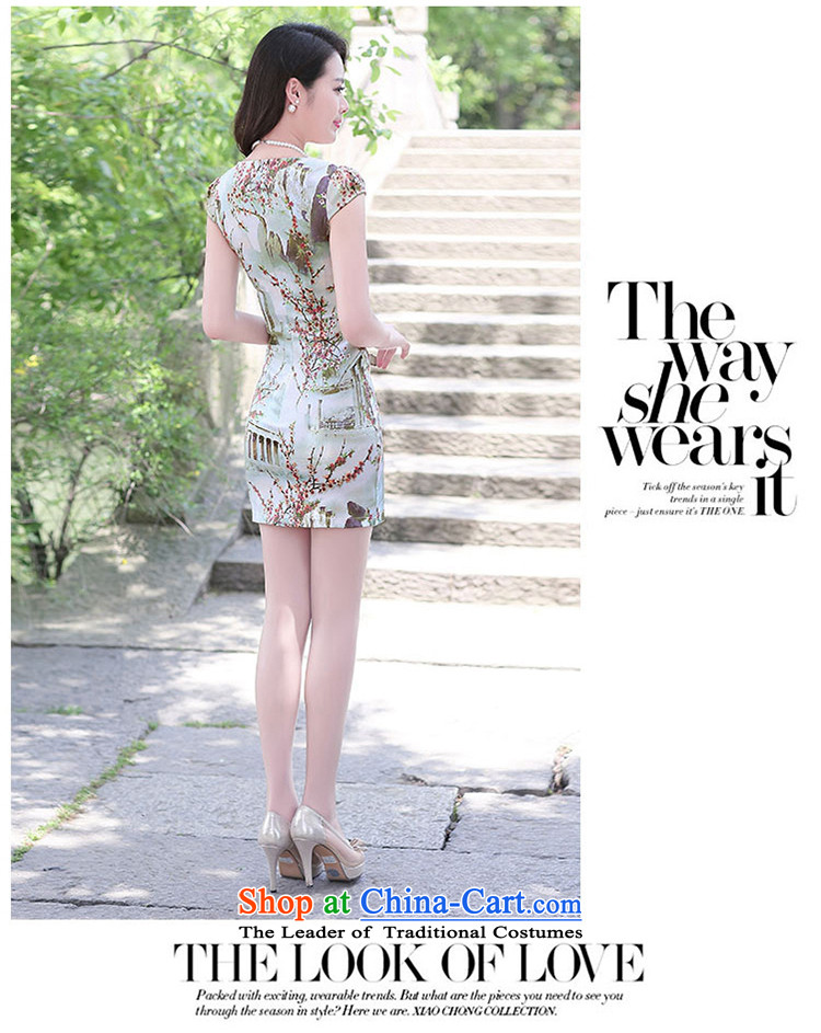 The Kapok Lane 2015 new summer qipao spring retro-day short of improved Sau San stylish cheongsam dress dresses, blue sunflowers XL Photo, prices, brand platters! The elections are supplied in the national character of distribution, so action, buy now enjoy more preferential! As soon as possible.