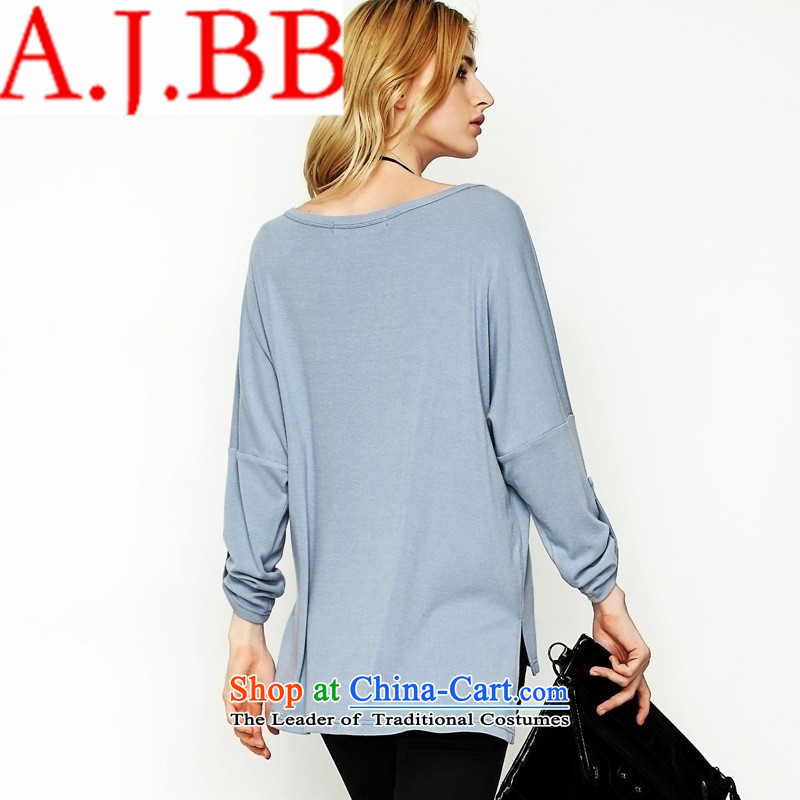 Vpro Spring 2015 stores only new Western liberal women's large long-sleeved T-shirt, long-t-shirt, female bat sleeves wear shirts light gray M,A.J.BB,,, shopping on the Internet