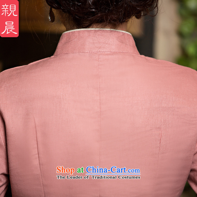 The new 2015 pro-morning cotton linen clothes female autumn and winter cheongsam with daily improved Tang Dynasty Chinese Han-in long leather jacket + card their toner skirts 2XL, pro-am , , , shopping on the Internet