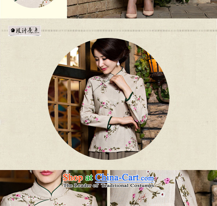 At 2015 new pro-improved stylish shirt qipao autumn and winter long of daily retro long-sleeved cotton linen dresses beige day lilies + card their skirts M picture, prices, brand platters! The elections are supplied in the national character of distribution, so action, buy now enjoy more preferential! As soon as possible.
