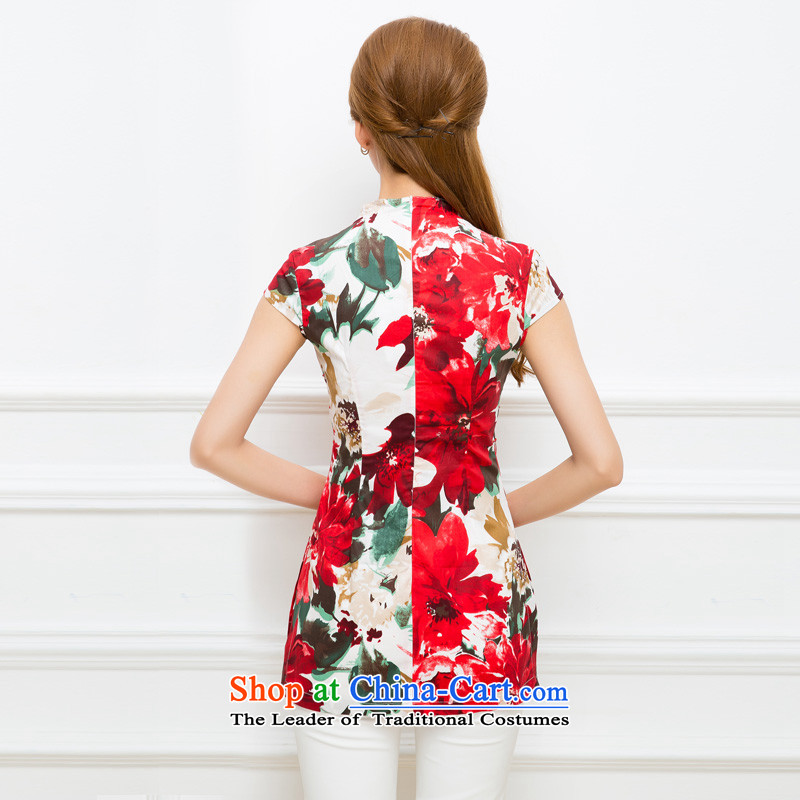 The Tang dynasty 2015 Summer elegant qipao stylish shirt printing improved Sau San Tong load long female TXA41933C emblazoned with the Red Sea-tong XXL, Tang Dynasty , , , shopping on the Internet