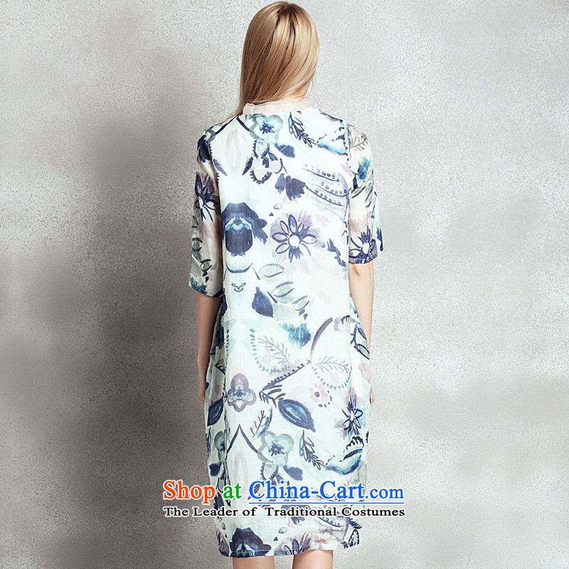 The new summer relaxd caynova2015 large silk cheongsam dress in the commission of paintings stamp long skirt picture color s,caynova,,, shopping on the Internet