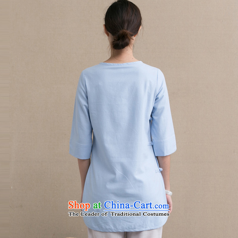 Energy Tifi Li Chinese Tang dynasty cotton linen blouses qipao gown disc detained cardigan improved Han-blue S energy tifi (mod) has been pressed, fil shopping on the Internet