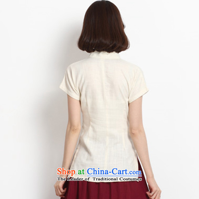 In 2015, Li Tifi Chinese female new Tang Dynasty of Korea wind short-sleeved qipao cotton linen improved Han-t-shirt white L, energy tifi (mod) has been pressed, fil shopping on the Internet