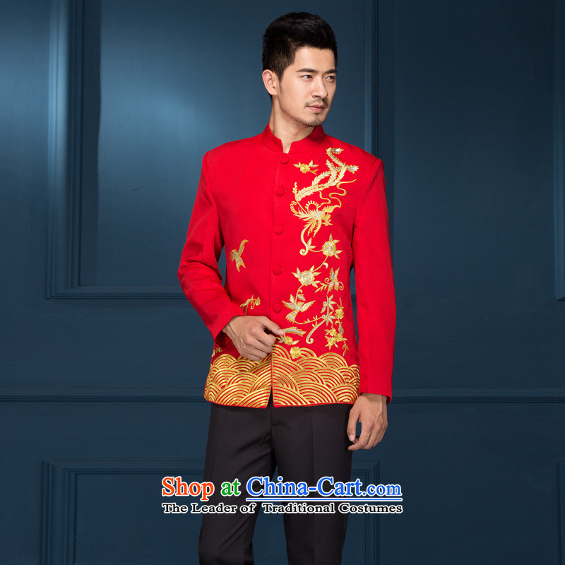 Pure Love bamboo yarn Chinese Dress Sau Wo service men's new Chinese style wedding groom marriage long-sleeved Tang Dynasty Chinese tunic hi-dress costume show red 180, Plain Love bamboo yarn , , , shopping on the Internet
