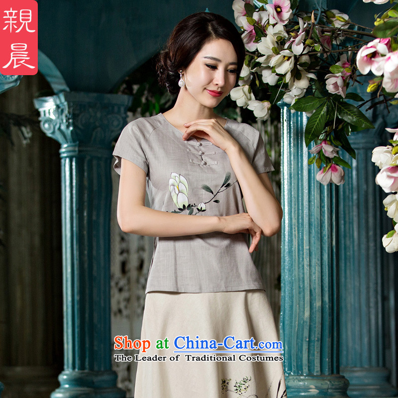 The pro-am daily new 2015 CHINESE CHEONGSAM shirt girls retro summer improved stylish cotton linen cheongsam dress shirt +P0011 A0072-A skirts , M, PRO-AM , , , shopping on the Internet