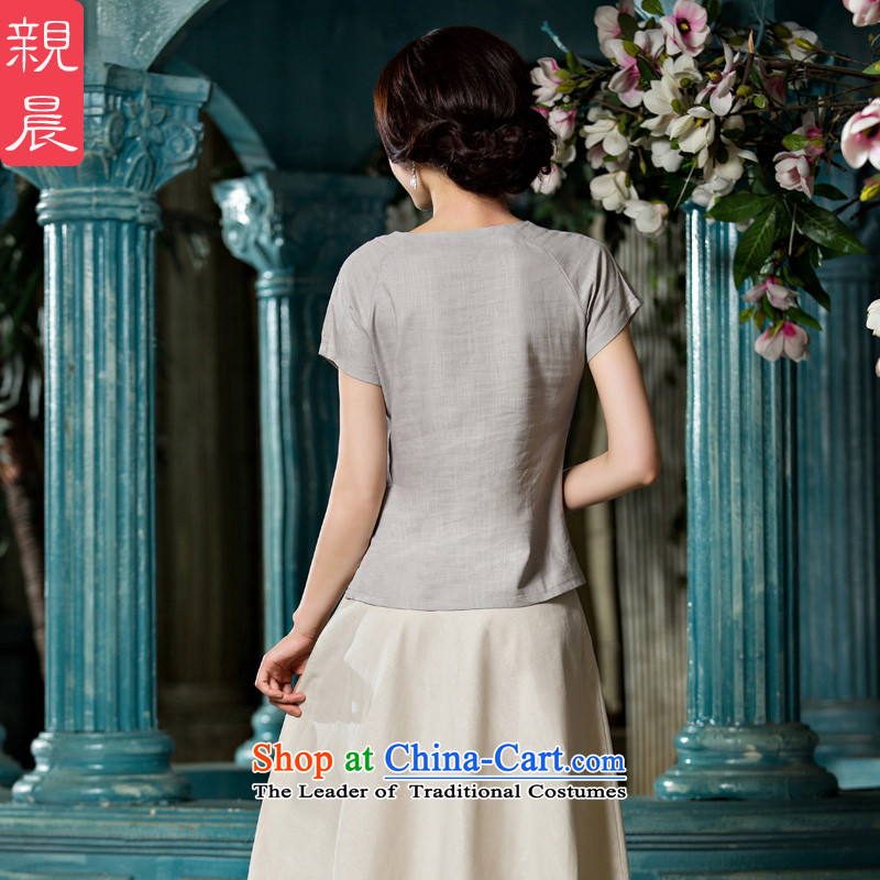 The pro-am daily new 2015 CHINESE CHEONGSAM shirt girls retro summer improved stylish cotton linen cheongsam dress shirt +P0011 A0072-A skirts , M, PRO-AM , , , shopping on the Internet