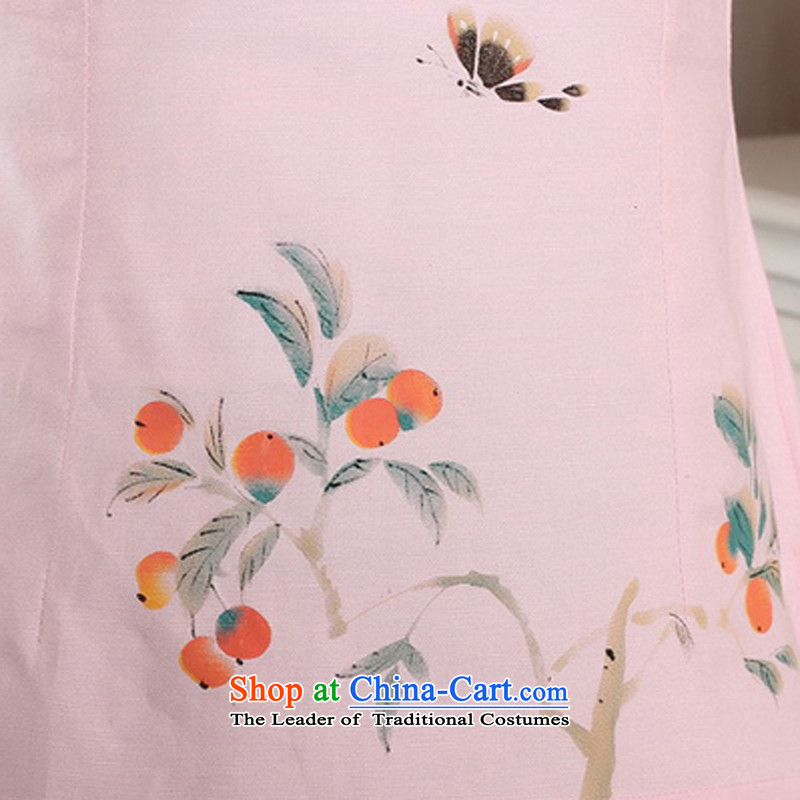 Energy Tifi Li Han-improved short-sleeved 2015 New Tang dynasty daily cotton linen clothes female pink , L, energy tifi (mod) has been pressed, fil shopping on the Internet