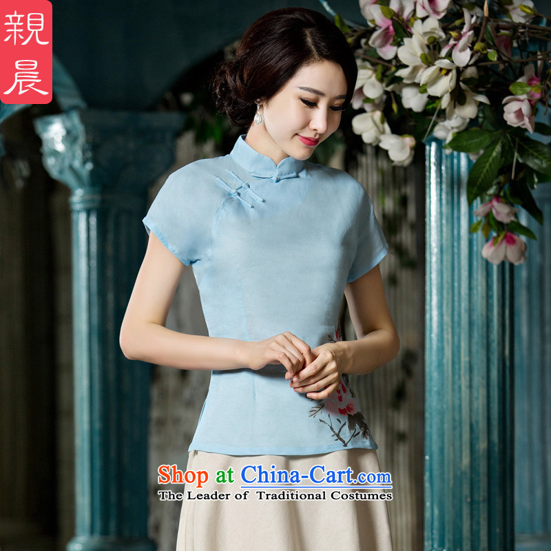 At 2015 new pro-improved stylish shirt summer qipao female Tang Dynasty Chinese daily cotton linen dresses A0069-A+P0011 cheongsam dress XL, pro-am , , , shopping on the Internet