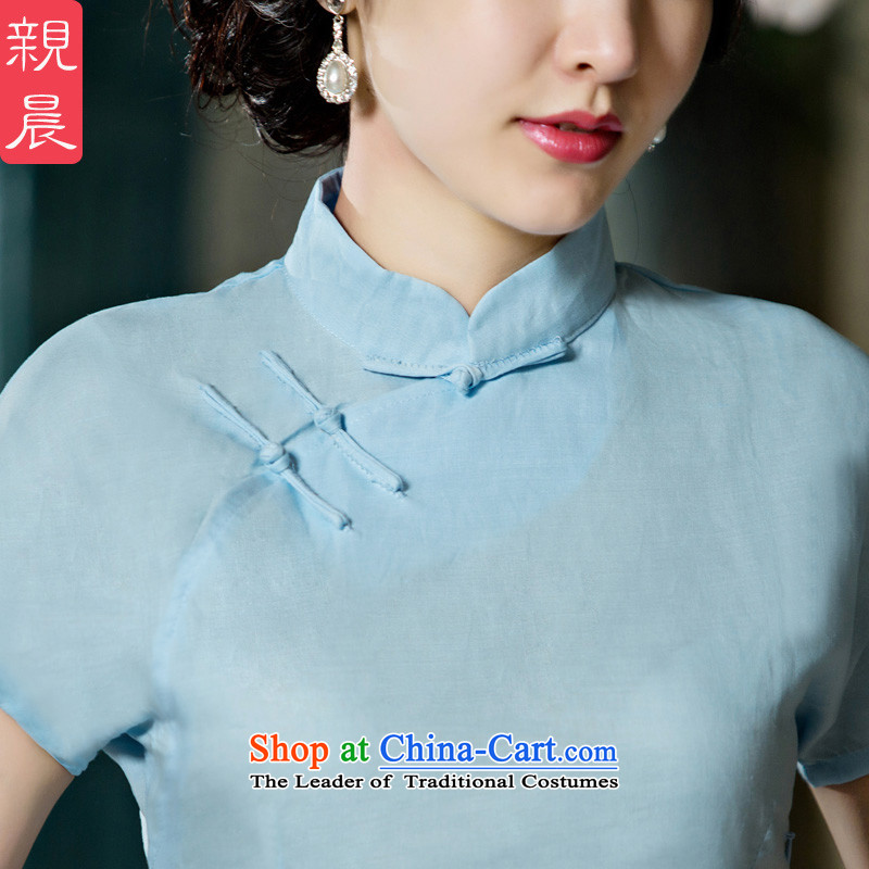 At 2015 new pro-improved stylish shirt summer qipao female Tang Dynasty Chinese daily cotton linen dresses A0069-A+P0011 cheongsam dress XL, pro-am , , , shopping on the Internet
