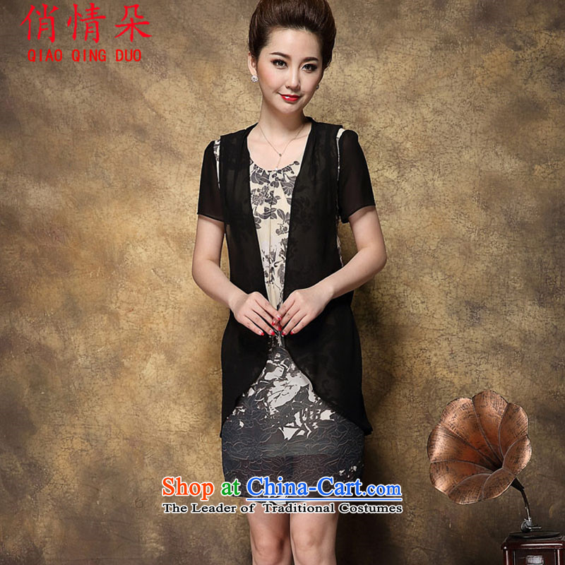 For information on MOM flower dresses large short-sleeved two kits stamp chiffon dresses summer video thin FD4069R8947 XXL, light gray for love (QIAO QING DUO) , , , shopping on the Internet